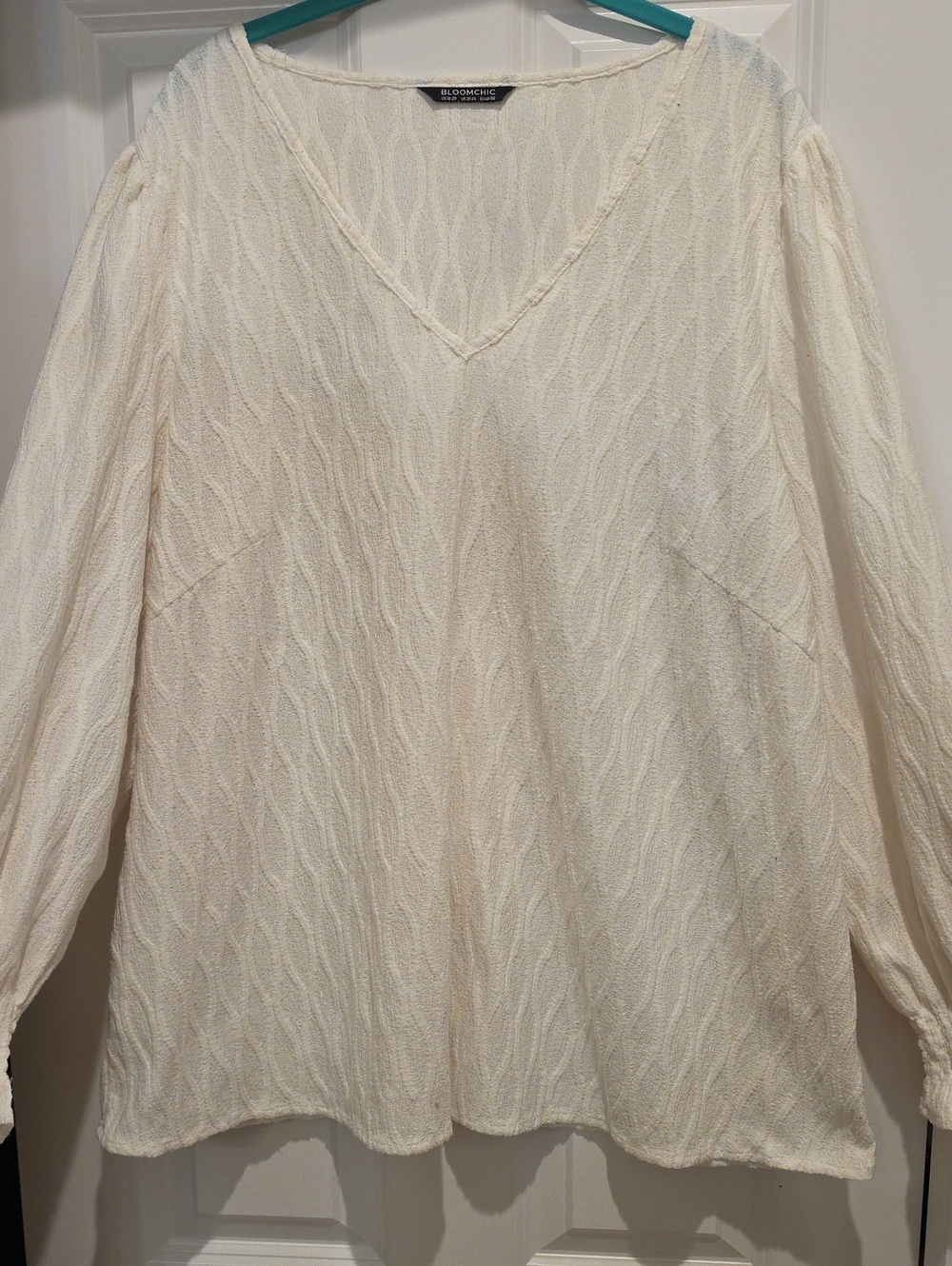 Bloomchic Cream Textured V-Neck Tunic 2x